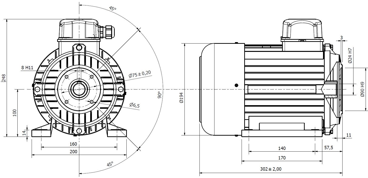 Elektromotor 230V 3,0kW - bez shaft