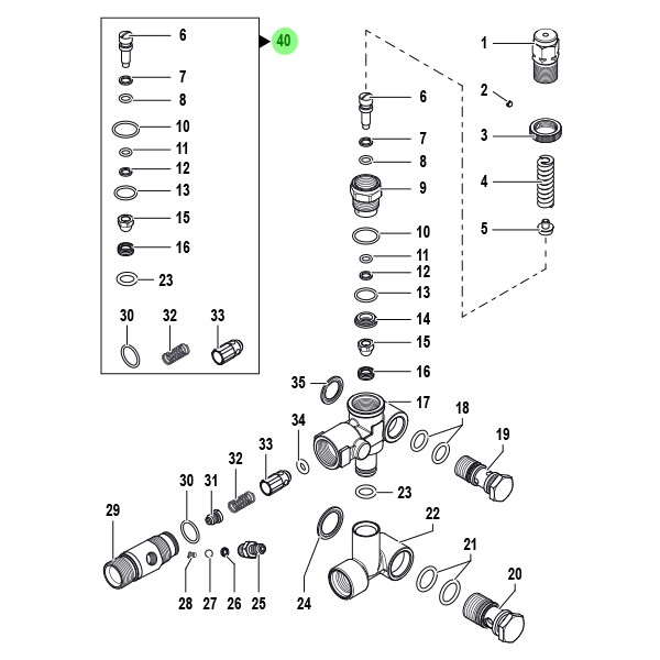 Repair kit for the by-pass valve Comet VRF2