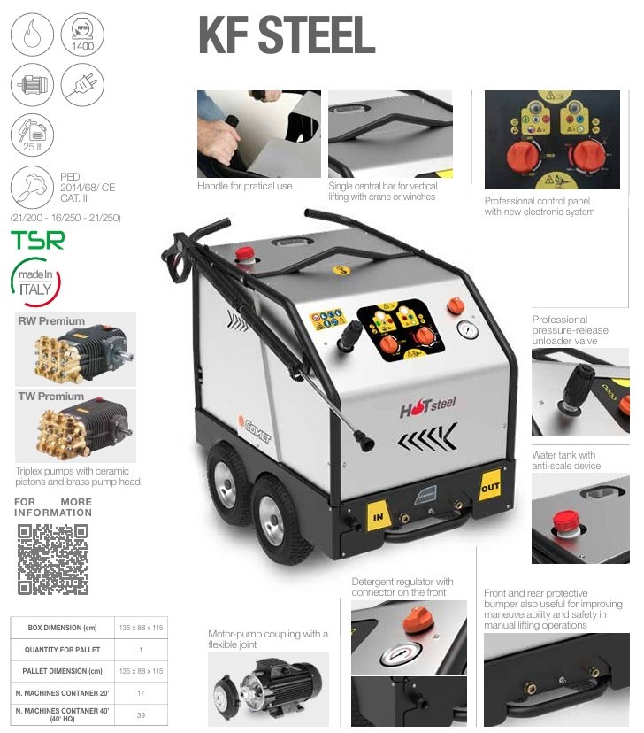 Horúca voda High-Pressure Cleaner KF oceľ 21/250