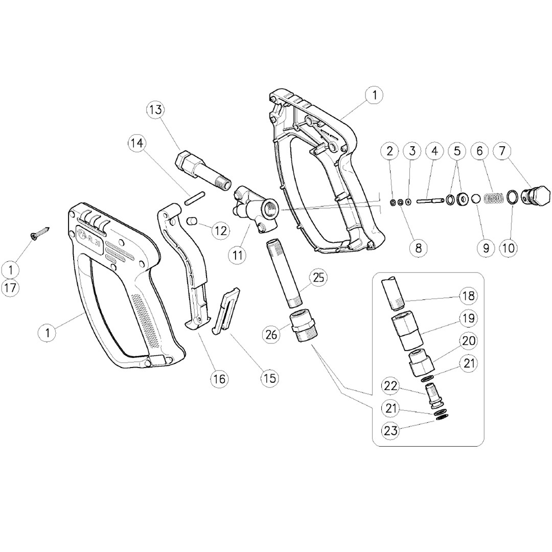 Striekacia pištoľ RL30 M22 M otočný - 1/4" F