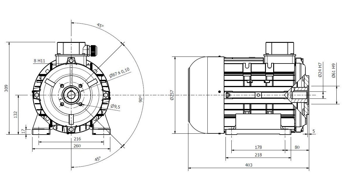 Elektromotor 400V 9,2kW H132 - bez shaft